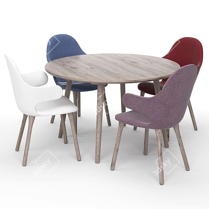 Modern Dining Table Set 3D model image 1