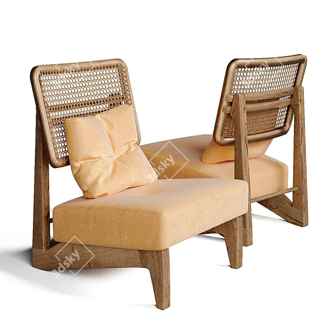 Elegant Rattan Chair 3D model image 17