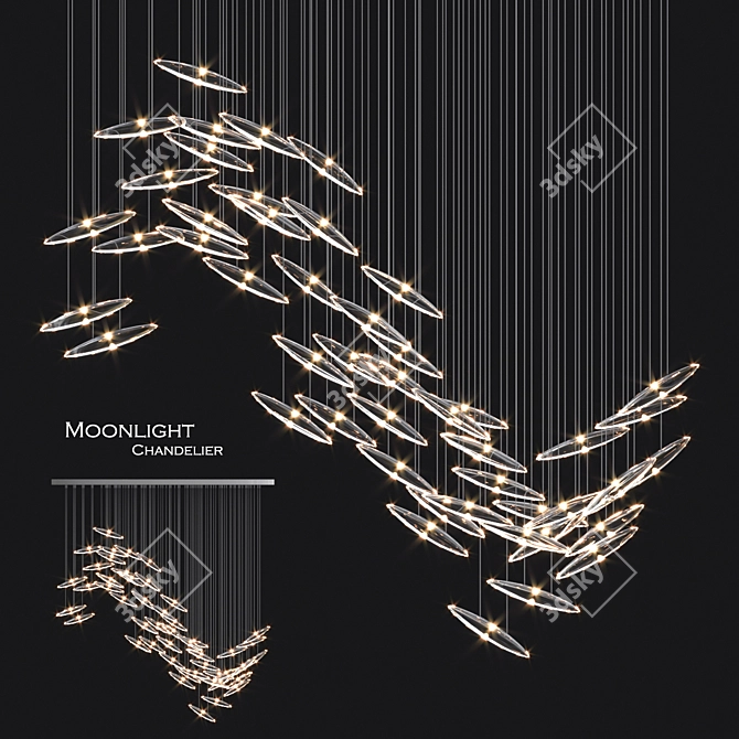 Elegant Night Cascade Chandelier 3D model image 1