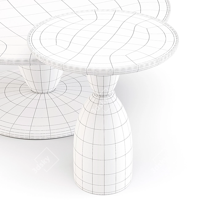 Coastal-Inspired Winona Coffee & Side Table Set 3D model image 4