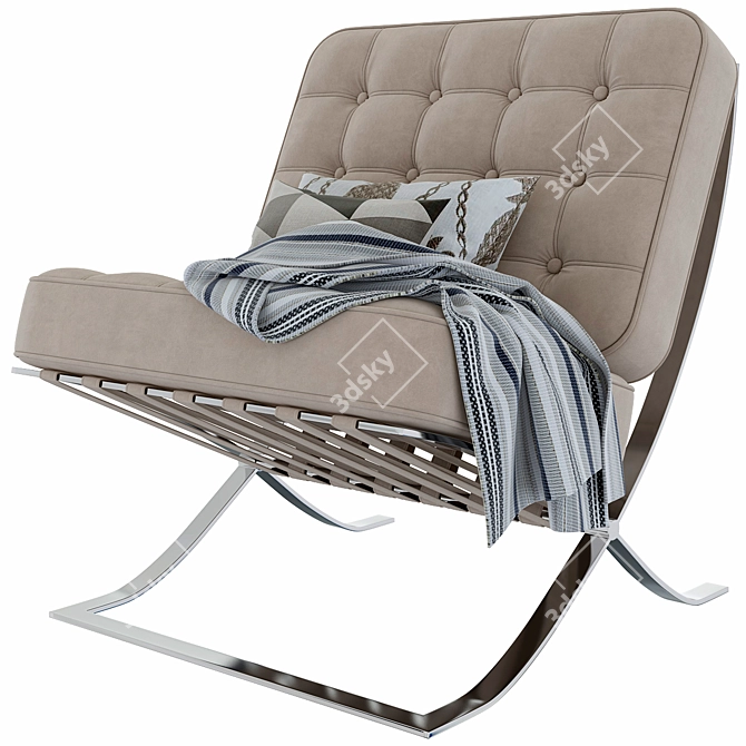 Modern Barcelona Chair replica 3D model image 5