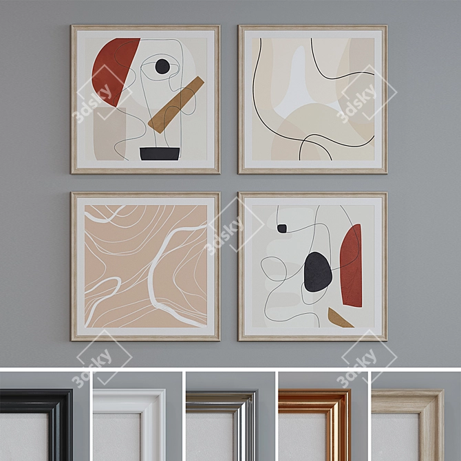 Modern Minimalist Picture Frame Set 3D model image 1