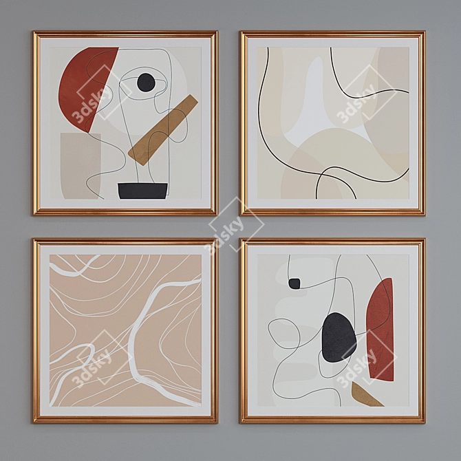 Modern Minimalist Picture Frame Set 3D model image 2