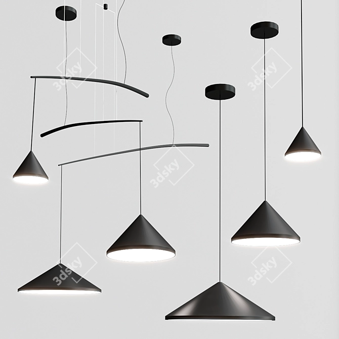 Sleek Carbon North Pendant Lamps 3D model image 1