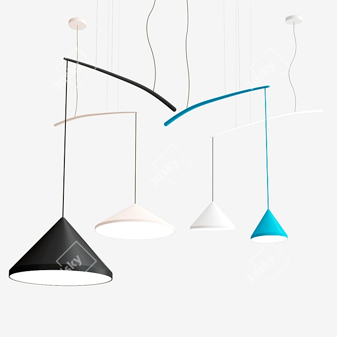 Sleek Carbon North Pendant Lamps 3D model image 3