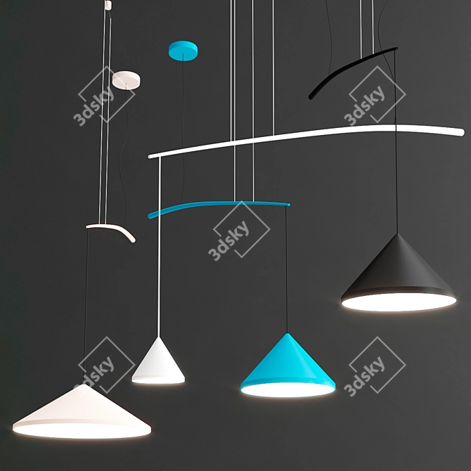 Sleek Carbon North Pendant Lamps 3D model image 5