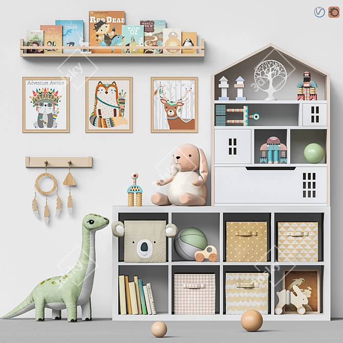 Kids Furniture and Toy Set 3D model image 1