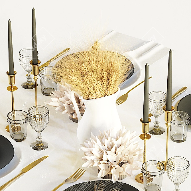 Title: Elegant 4-Person Dining Set 3D model image 3