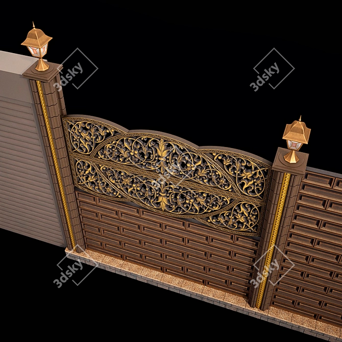 Elegant Concrete Fence 3D model image 8