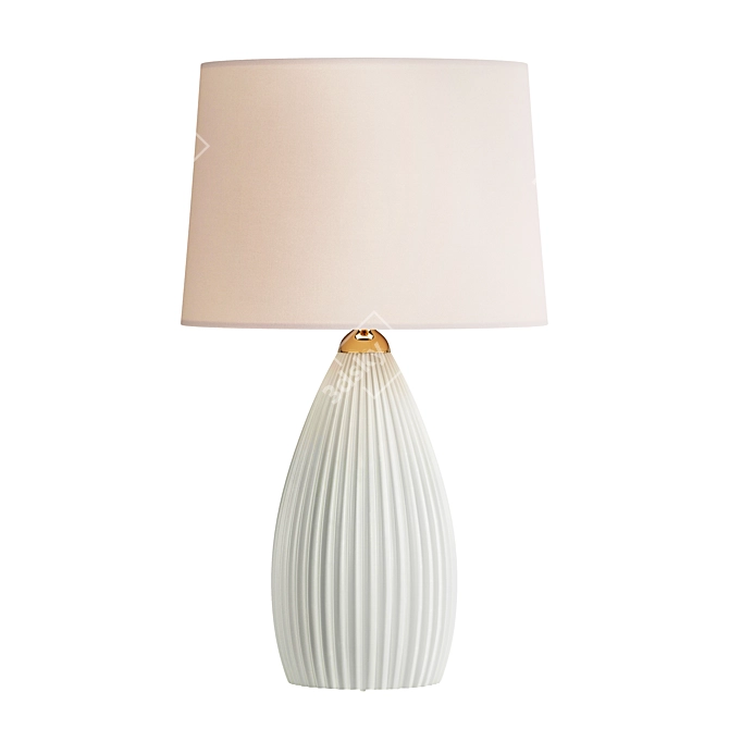 Elegant Ribbed Porcelain Table Lamp 3D model image 1