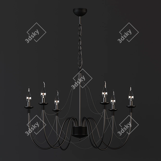 Black Candle Chandelier - 55381/5 3D model image 2