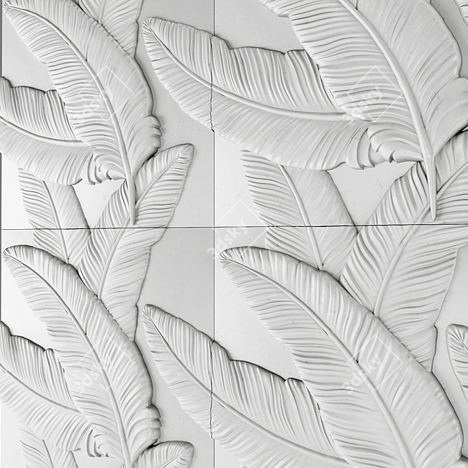 Feather 3D Wall Panels - Elegant Stone Décor 3D model image 6