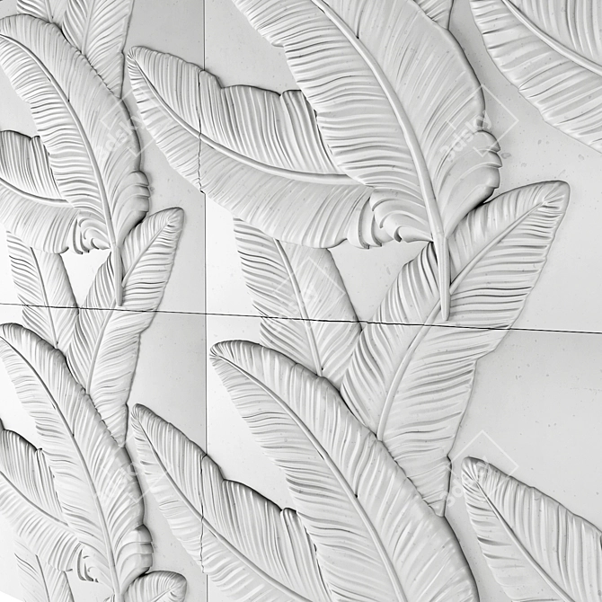 Feather 3D Wall Panels - Elegant Stone Décor 3D model image 8