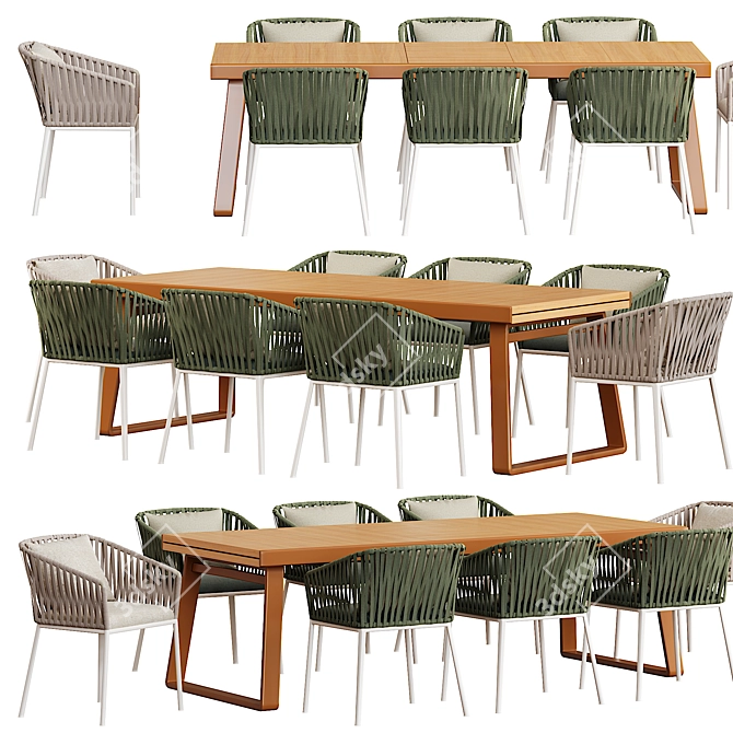 Bitta Extendable Dining Table 3D model image 2