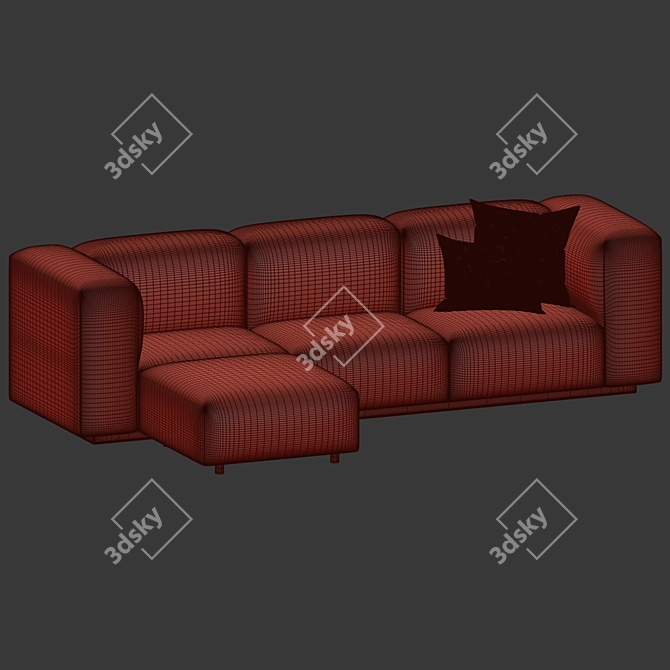 Vitra Soft Modular 3-Seater Ottoman 3D model image 5