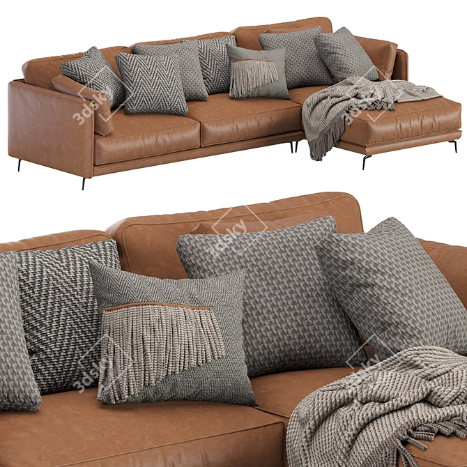 Ditre Krisby Leather Chaise 3D model image 1