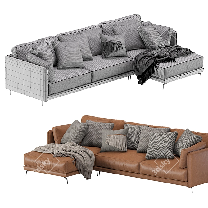 Ditre Krisby Leather Chaise 3D model image 7