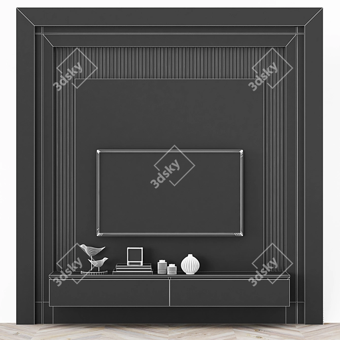Modern TV Wall Set with 50" TV 3D model image 4