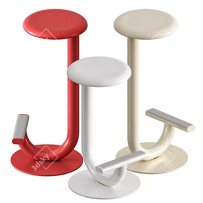 Title: Strong Steel Stool 3D model image 3