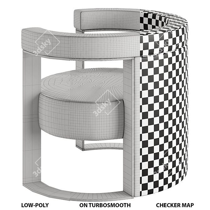 FENDI Roger Leather Armchair - Timeless Elegance 3D model image 4
