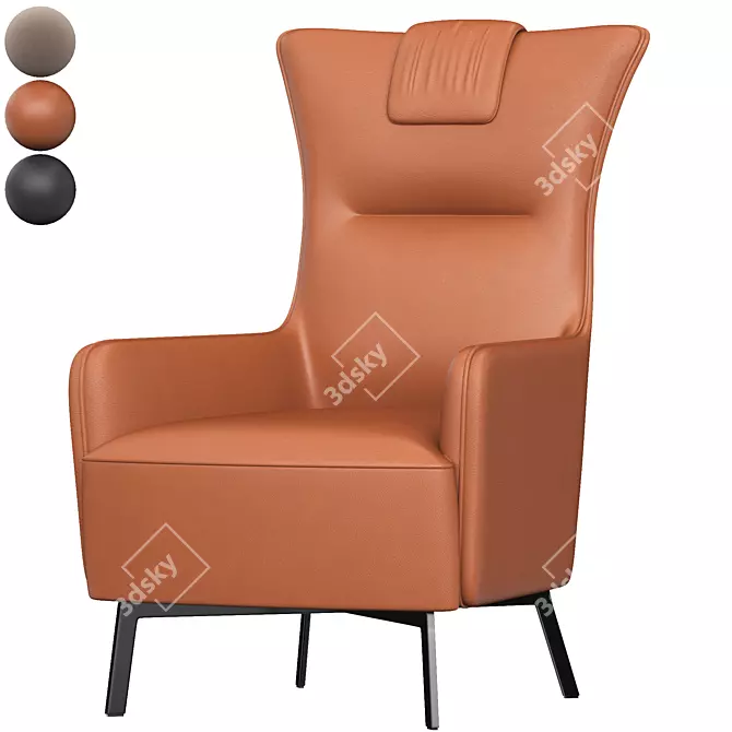 Luxury Leather Accent Lounger 3D model image 1