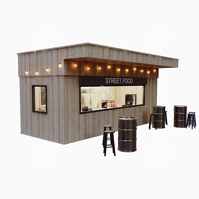 Urban Eats: Compact Street Food Kiosk 3D model image 2