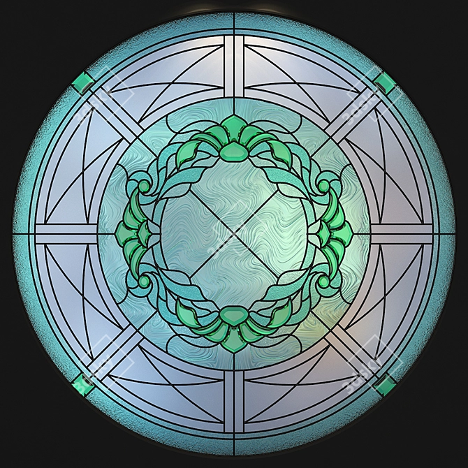 Radiant Round Stained Glass 3D model image 2