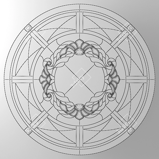 Radiant Round Stained Glass 3D model image 3