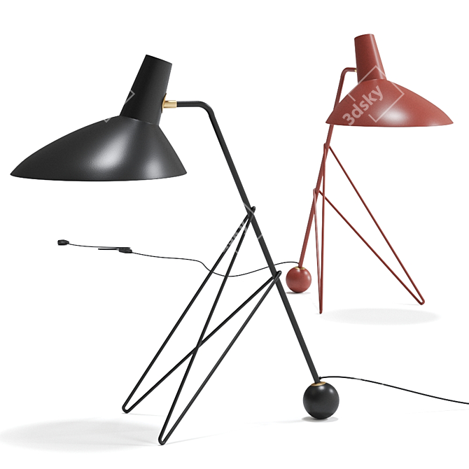 Vintage Tripod MH9 Table Light 3D model image 1