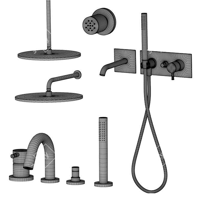 Ritmonio Stainless Steel Bathroom Set 3D model image 7
