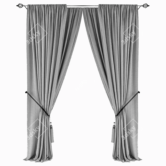 Modern Abstract Curtain Panel 3D model image 2