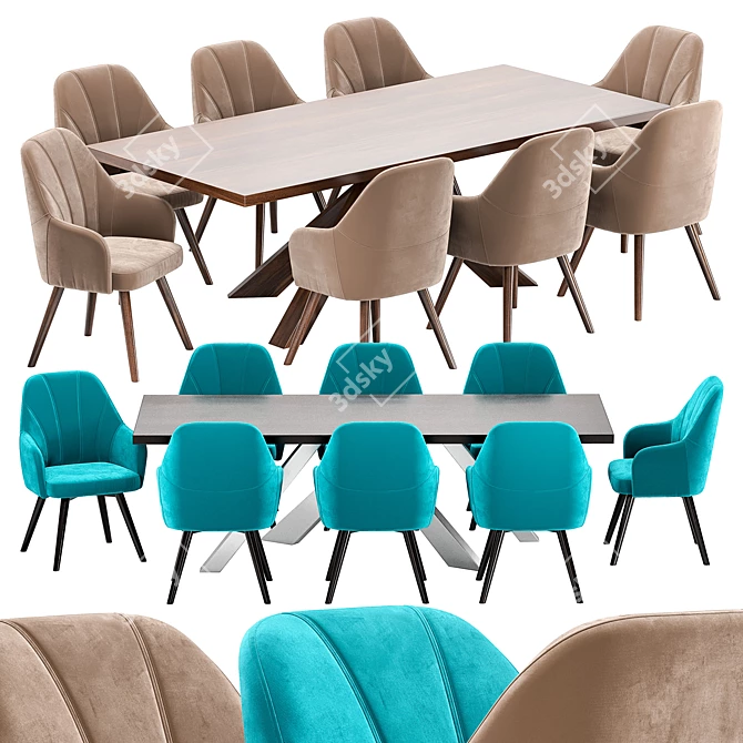 Modern Casual Dining Set: Chair & Table 3D model image 1