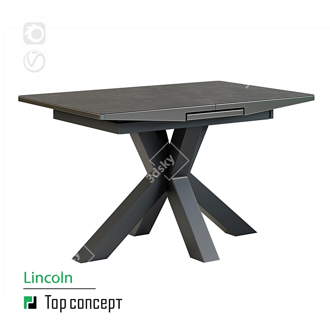 Folding Lincoln Table: Sleek Glass and Metal 3D model image 1