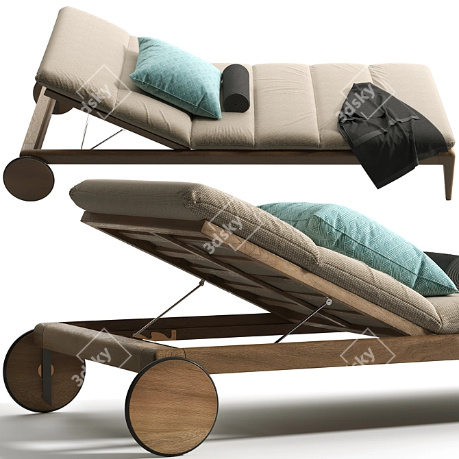 Teak Cruise Sunbed: Stylish and Comfortable 3D model image 5