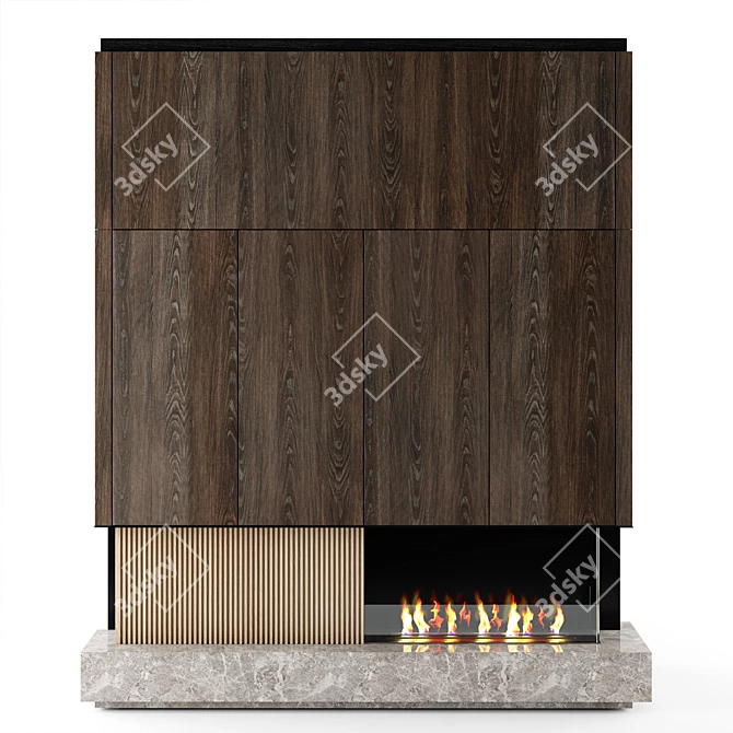 Efficient and Easy-to-Install Bioethanol Fireplace 3D model image 2