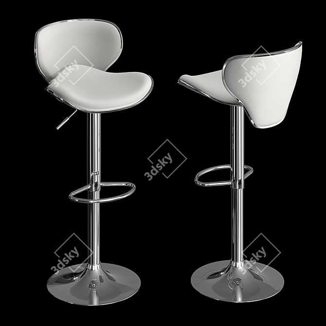 Modern White Leather Bar Stool 3D model image 1