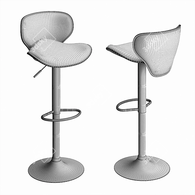 Modern White Leather Bar Stool 3D model image 2