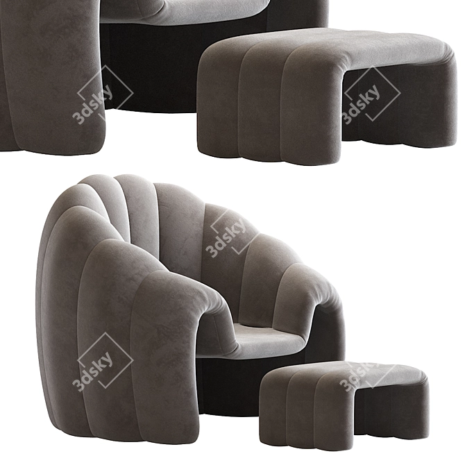 Sleek Art Deco Armchair 3D model image 3