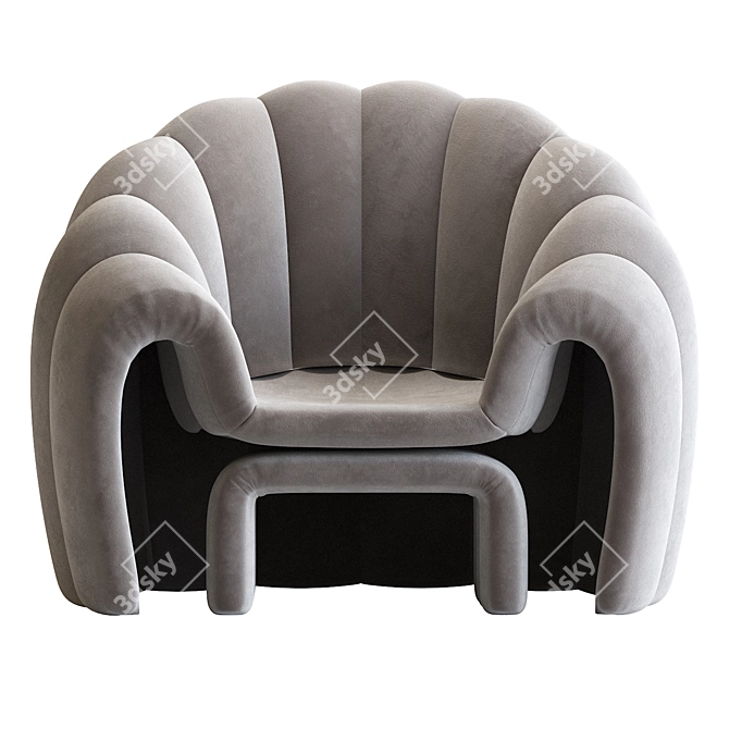 Sleek Art Deco Armchair 3D model image 4