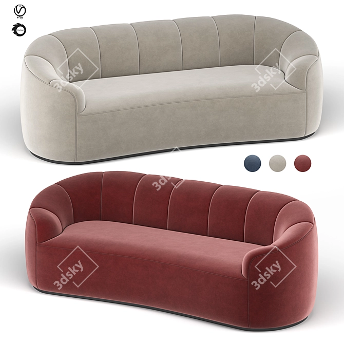 Modern Rouelle Channel Sofa 3D model image 1