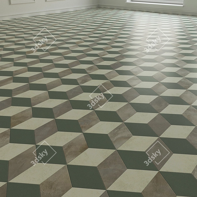 Diamond Cloud Stone Grey Tile 3D model image 2