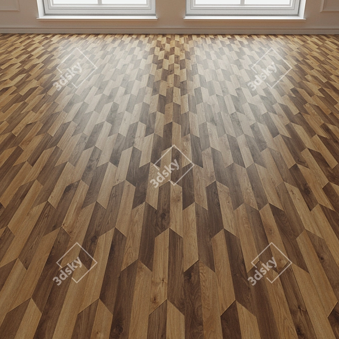 Premium Porcelain Stoneware Tile: Arrow Chevron Drop Sierra Oak 3D model image 3