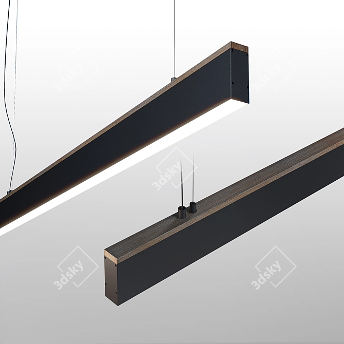 Suni Pendant: Natural Wood & Aluminum 3D model image 2