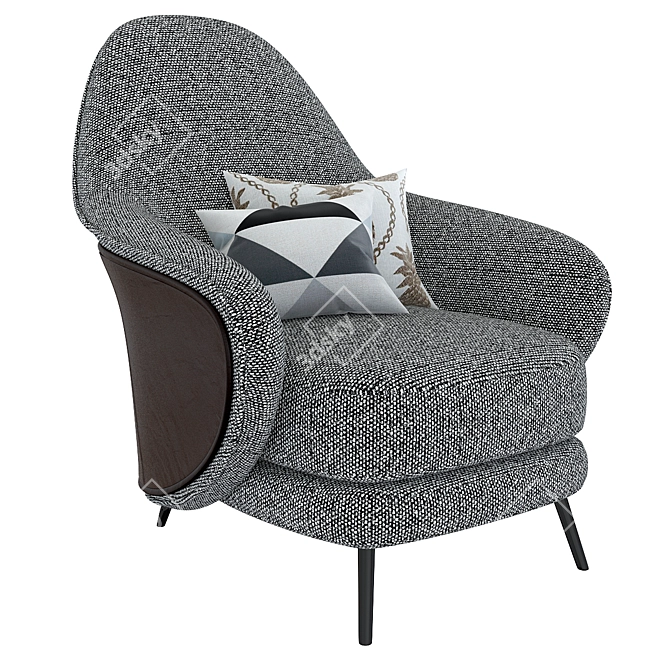 Modern Velvet Armchair: Luxury Design 3D model image 2