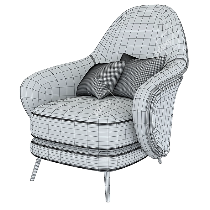 Modern Velvet Armchair: Luxury Design 3D model image 4