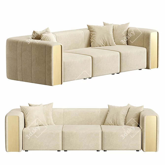 Luxury Italian Luz Sofa | Refined Glamour 3D model image 1