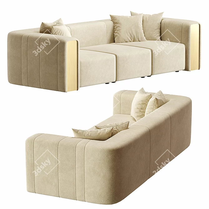 Luxury Italian Luz Sofa | Refined Glamour 3D model image 2