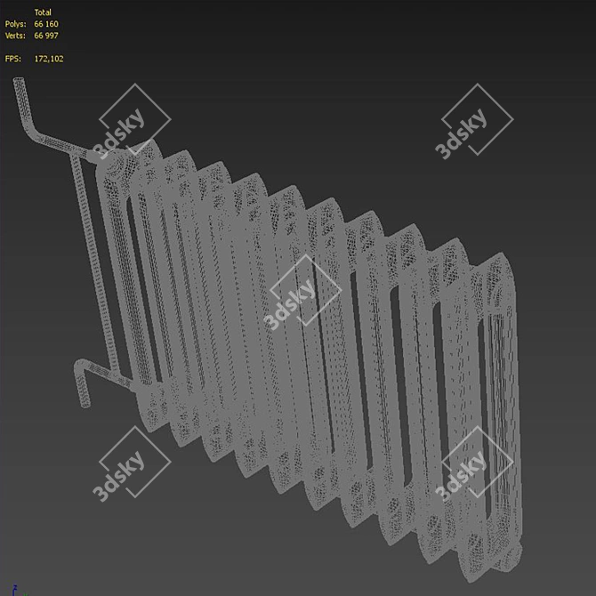 Antique White Cast Iron Radiator 3D model image 4