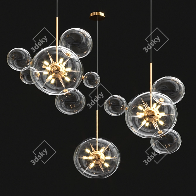 Bubble Spike Glass Chandelier 3D model image 2