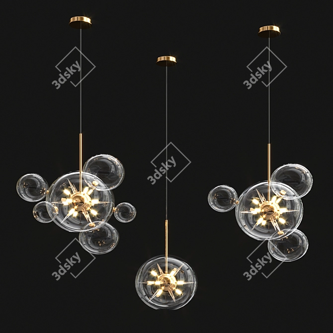 Bubble Spike Glass Chandelier 3D model image 3